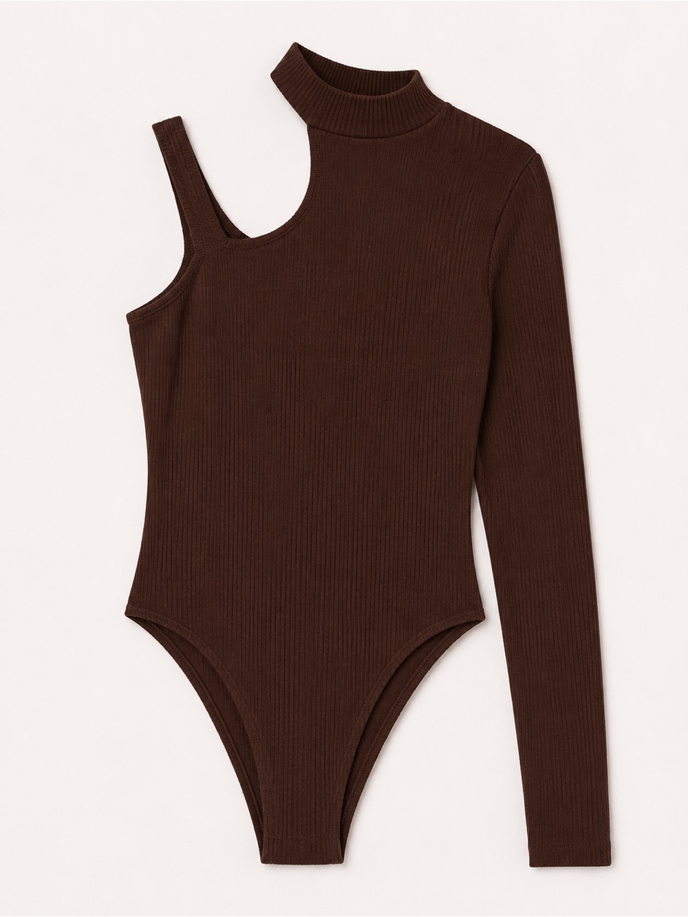 London Rose Brown One-Shoulder Bodysuit Large L